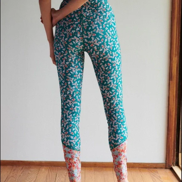 *Anthropologie Kachel Floral Contrast Leggings - Picture 4 of 5